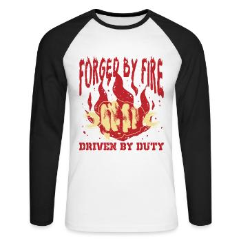 Mécanicien militaire Oublier par le feu poussé par le devoir - T-shirt baseball manches longues Homme - blanc/noir - Devant - Nik (191cm)