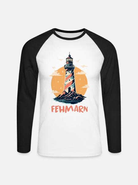 Baltic Sea Holiday FEHMARN Lighthouse Fun - Unisex Long Sleeve Baseball T-Shirt - white/black