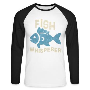 Fish Whisperer - Unisex Long Sleeve Baseball T-Shirt - white/black - Front - Nik (191cm)