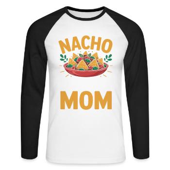 Nacho Durchschnittliche Mama Lustig - Unisex Baseballshirt langarm - Weiß/Schwarz - Vorne - Nik (191cm)