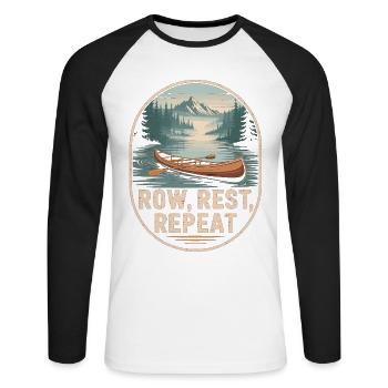 Canoe on the lake – peace, nature, freedom - Unisex Long Sleeve Baseball T-Shirt - white/black - Front - Nik (191cm)