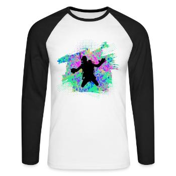 Taucher tauchen - Unisex Baseballshirt langarm - Weiß/Schwarz - Vorne - Nik (191cm)