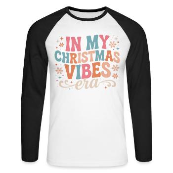 In My Christmas Vibes Era - Unisex Long Sleeve Baseball T-Shirt - white/black - Front - Nik (191cm)