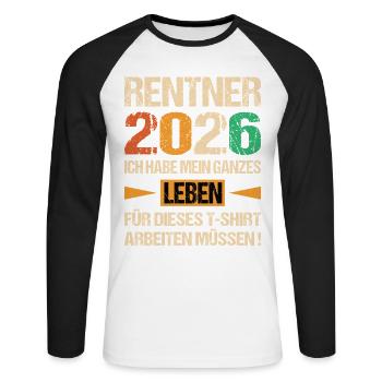 Retraités 2026 - T-shirt baseball manches longues Homme - blanc/noir - Devant - Nik (191cm)
