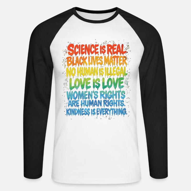 Regenbogen Statement – Human Rights Pride - Unisex Baseballshirt langarm - Weiß/Schwarz