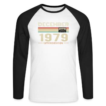 December 1979 Birthday December 1979 December - Unisex Long Sleeve Baseball T-Shirt - white/black - Front - Nik (191cm)