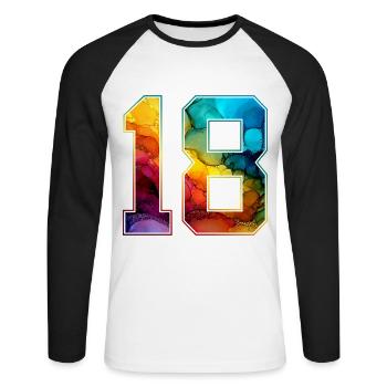 NON. 18 NUMÉRO 18 COLLÈGE 18E ANNIVERSAIRE - T-shirt baseball manches longues Homme - blanc/noir - Devant - Nik (191cm)