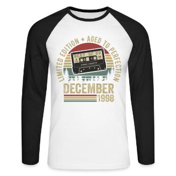 December 1998 - Anniversary December 1998 - Unisex Long Sleeve Baseball T-Shirt - white/black - Front - Nik (191cm)