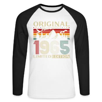 60. Geburtstag Original November Jahrgang 1965 - Unisex Baseballshirt langarm - Weiß/Schwarz - Vorne - Nik (191cm)