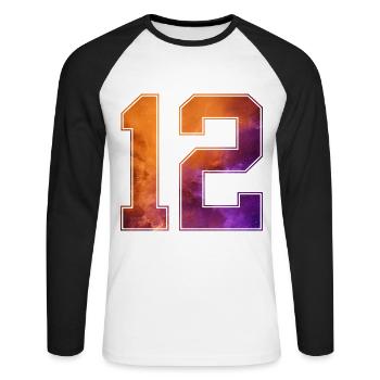 NON. 12 NUMÉRO 12 COLLÈGE 12E ANNIVERSAIRE - T-shirt baseball manches longues Homme - blanc/noir - Devant - Nik (191cm)