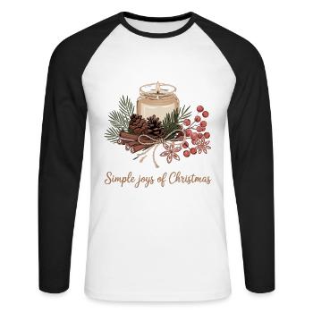 Rustic Christmas motif - Unisex Long Sleeve Baseball T-Shirt - white/black - Front - Nik (191cm)