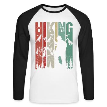 Hiking - Unisex Baseballshirt langarm - Weiß/Schwarz - Vorne - Nik (191cm)