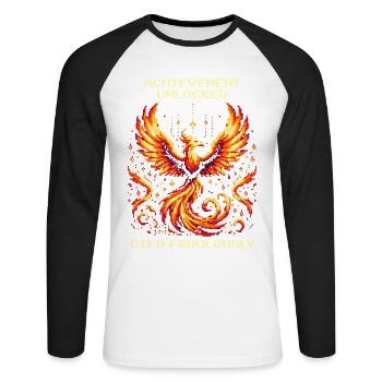 Erfolg freigeschaltet: fabulös gestorben | RPG - Unisex Baseballshirt langarm - Weiß/Schwarz - Vorne - Nik (191cm)