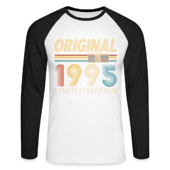 Gamer 30. Geburtstag 30 Jahre Original 1995 - Unisex Baseballshirt langarm - Weiß/Schwarz - Vorne - Nik (191cm)