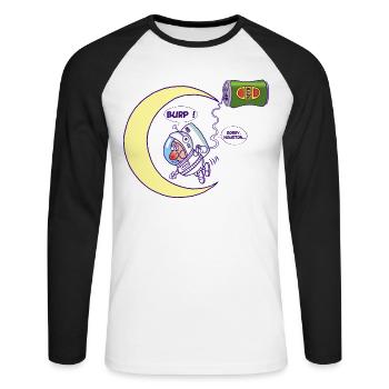 Astronaut und Bier - Unisex Baseballshirt langarm - Weiß/Schwarz - Vorne - Nik (191cm)
