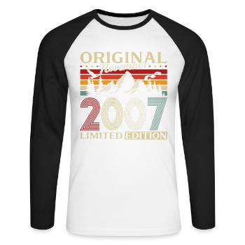 18th Birthday Original November Vintage 2007 - Unisex Long Sleeve Baseball T-Shirt - white/black - Front - Nik (191cm)