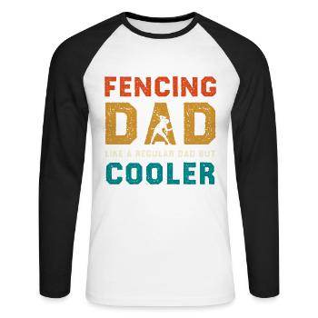 Fencing Dad Cooler Than Regular Dad - Unisex Baseballshirt langarm - Weiß/Schwarz - Vorne - Nik (191cm)