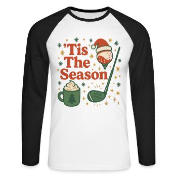 Festive Golfing Cheer: 'Tis The Season - Unisex Long Sleeve Baseball T-Shirt - white/black - Front - Nik (191cm)