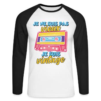 I'm Not Old I'm Vintage Birthday - Unisex Long Sleeve Baseball T-Shirt - white/black - Front - Nik (191cm)