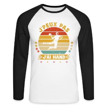 Je Peux Pas J'ai Handball Humour Joueur Hand - T-shirt baseball manches longues Homme - blanc/noir - Devant - Nik (191cm)