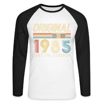 Gamer 40th Birthday 40th Anniversary Original 1985 - Unisex Long Sleeve Baseball T-Shirt - white/black - Front - Nik (191cm)