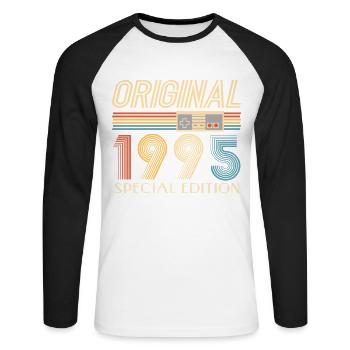 Gamer 30. Geburtstag 30 Jahre Original 1995 - Unisex Baseballshirt langarm - Weiß/Schwarz - Vorne - Nik (191cm)
