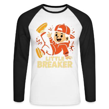 Little Breaker – Cooles Breakdance Kinder - Unisex Baseballshirt langarm - Weiß/Schwarz - Vorne - Nik (191cm)