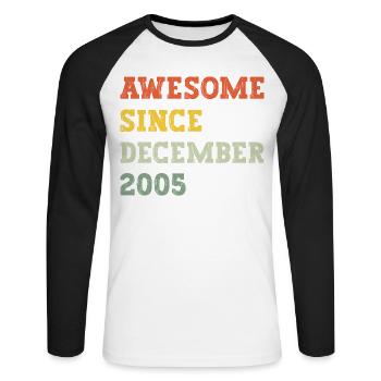 2005 Décembre Cadeau d’anniversaire - T-shirt baseball manches longues Homme - blanc/noir - Devant - Nik (191cm)