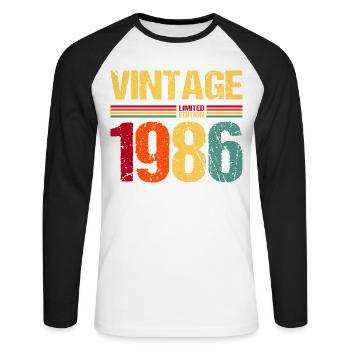40e anniversaire 1986 Édition limitée - T-shirt baseball manches longues Homme - blanc/noir - Devant - Nik (191cm)