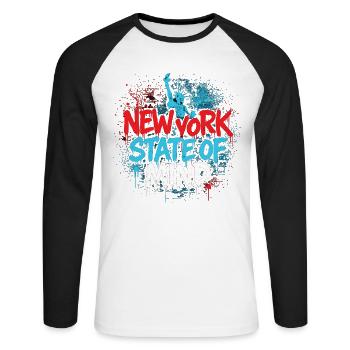New York State of Mind – Graffiti Street Art Look - Unisex Long Sleeve Baseball T-Shirt - white/black - Front - Nik (191cm)