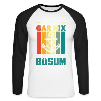 Vacances à la mer du Nord N’A PAS BESOIN D’ALLER À BÜSUM - T-shirt baseball manches longues Homme - blanc/noir - Devant - Nik (191cm)