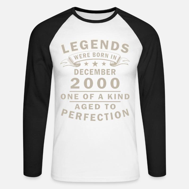 Dezember 2000 Dezember Jubiläum Dezember 2000 - Unisex Baseballshirt langarm - Weiß/Schwarz
