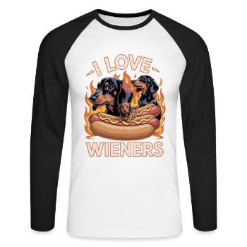 I Love Wieners Unwearable Bootleg - T-shirt baseball manches longues Homme - blanc/noir - Devant - Nik (191cm)