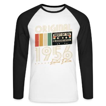 Original 1956 Vintage Vintage Anniversaire Rétro - T-shirt baseball manches longues Homme - blanc/noir - Devant - Nik (191cm)