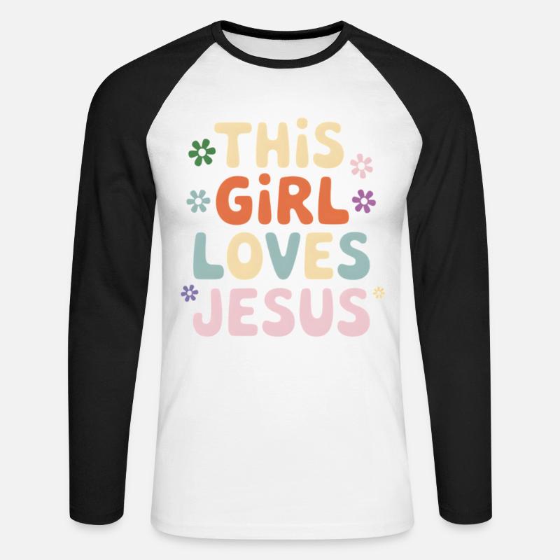 Dieses Mädchen liebt Jesus - Unisex Baseballshirt langarm - Weiß/Schwarz