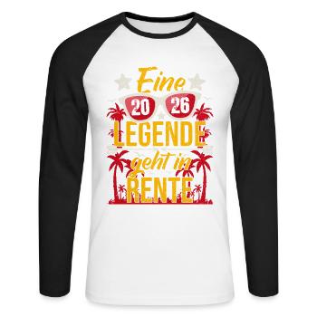 Rente 2026 Une légende prend sa retraite Adieu - T-shirt baseball manches longues Homme - blanc/noir - Devant - Nik (191cm)