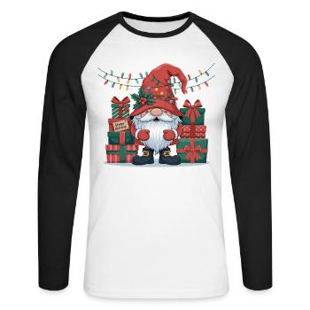 Christmas Gnome Gnome - Unisex Long Sleeve Baseball T-Shirt - white/black - Front - Nik (191cm)