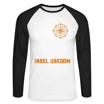Île USEDOM MER BALTIQUE Vacances Phare Drôle - T-shirt baseball manches longues Homme - blanc/noir - Devant - Nik (191cm)