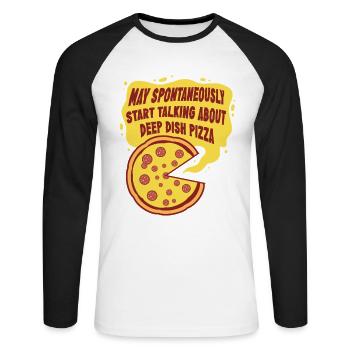 Deep Dish Pizza Chicargo - Unisex Long Sleeve Baseball T-Shirt - white/black - Front - Nik (191cm)