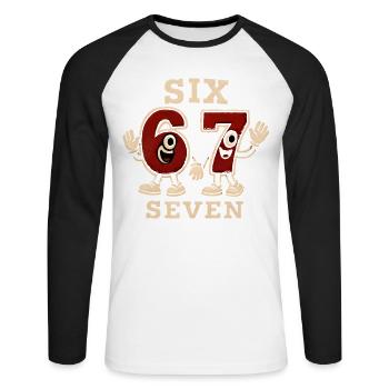 6 7 Six Seven Memes – Aura Points Kids Gaming - Unisex Long Sleeve Baseball T-Shirt - white/black - Front - Nik (191cm)