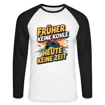 Lustiger Gaming-Spruch für Retro-Fans und Nerds - Unisex Baseballshirt langarm - Weiß/Schwarz - Vorne - Nik (191cm)
