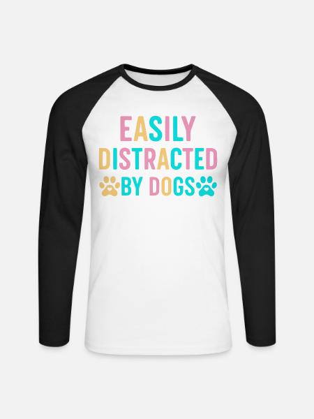 Leicht ablenkbar durch Hunde - Unisex Baseballshirt langarm - Weiß/Schwarz