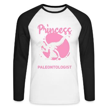 Paleontologist Dream Princess - Unisex Long Sleeve Baseball T-Shirt - white/black - Front - Nik (191cm)