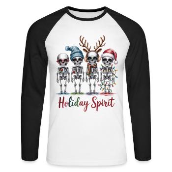 Christmas skeletons with decoration - Unisex Long Sleeve Baseball T-Shirt - white/black - Front - Nik (191cm)