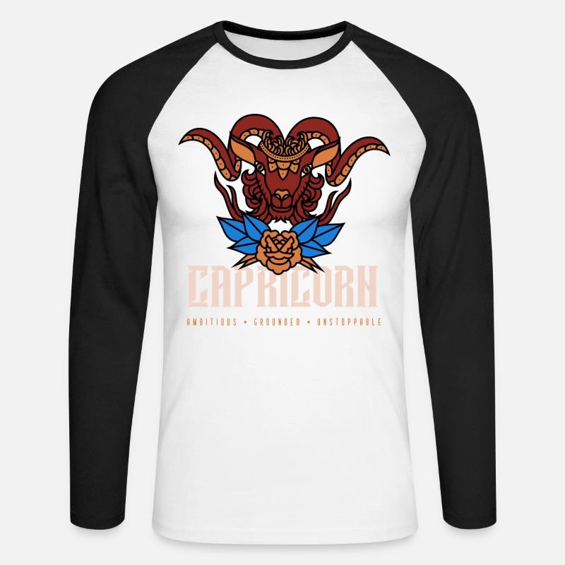 Steinbock - Unisex Baseballshirt langarm - Weiß/Schwarz