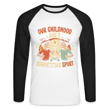 Sibling Brother Sister Competitive Sport - Unisex Long Sleeve Baseball T-Shirt - white/black - Front - Nik (191cm)