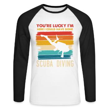Diver Joke Retro Rainbow - Unisex Long Sleeve Baseball T-Shirt - white/black - Front - Nik (191cm)
