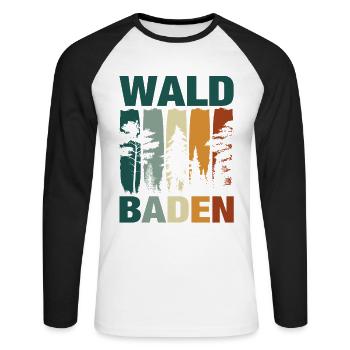 Waldbaden Wald Natur Bäume Shinrin-Yoku Geschenk - Unisex Baseballshirt langarm - Weiß/Schwarz - Vorne - Nik (191cm)