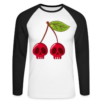 Cherry skulls - Unisex Long Sleeve Baseball T-Shirt - white/black - Front - Nik (191cm)