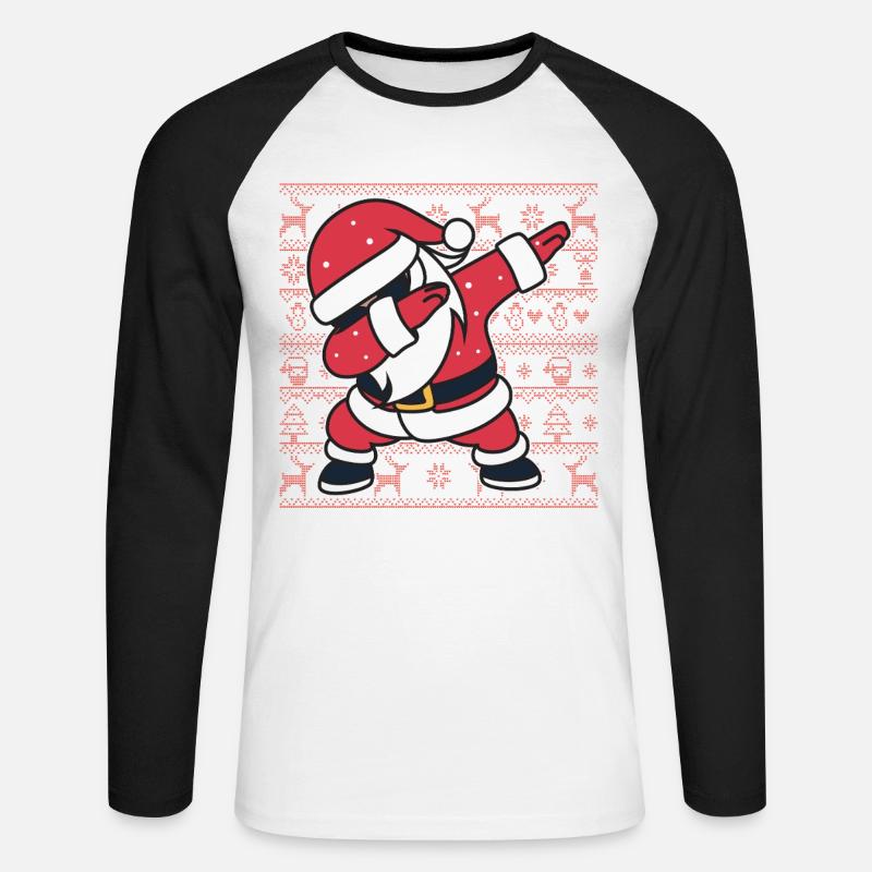 Weihnachts-Hässlicher Pullover Dab Santa's Weihnachtsgeschenk - Unisex Baseballshirt langarm - Weiß/Schwarz